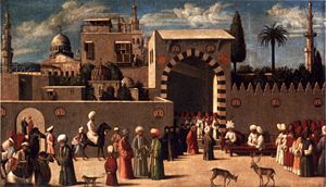 Anonymous Venetian orientalist painting, ‘The Reception of the Ambassadors in Damascus'